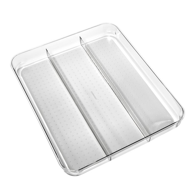 madesmart Utensil Tray - Large | Light Grey | Clear Soft Grip Collection | 3-compartment | Soft-grip Lining | Non-slip Feet | BPA-free - Image 3
